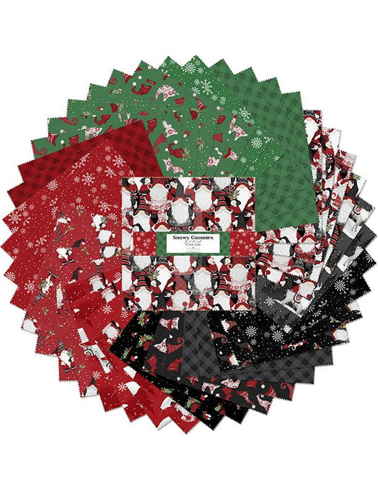 Snowy Gnomies Christmas Quilt Fabric - 10 Karat Gems 10x10" 42 pc. 518 897 518 - Jammin Threads
