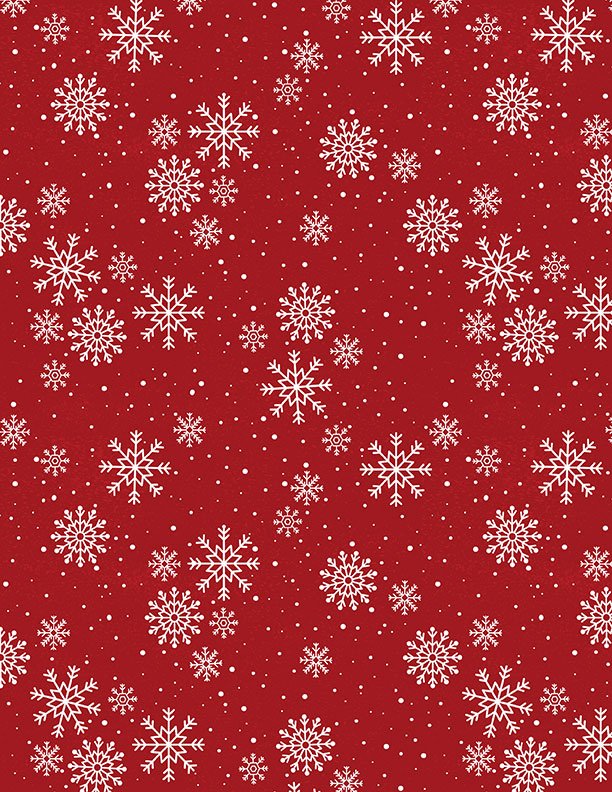 Snowy Gnomies Christmas Quilt Fabric 3074 49376 313 Snowflakes Red - Jammin Threads