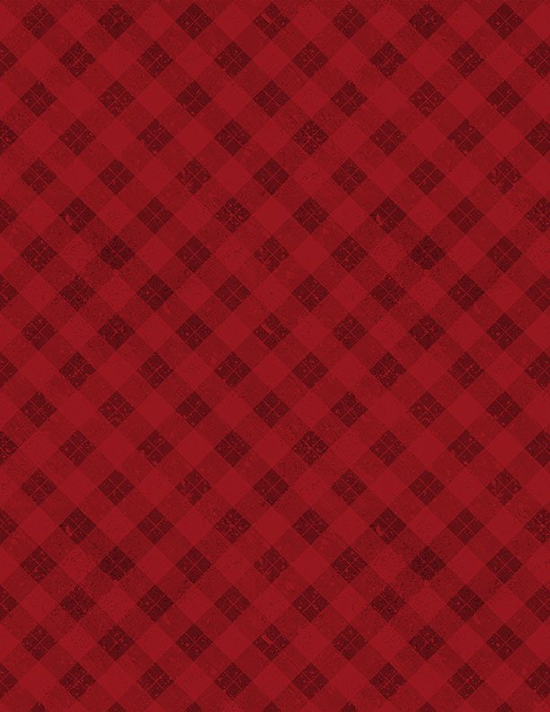 Snowy Gnomies Christmas Quilt Fabric 3074 49377 333 Plaid Red - Jammin Threads