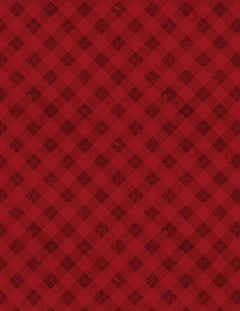 Snowy Gnomies Christmas Quilt Fabric 3074 49377 333 Plaid Red - Jammin Threads