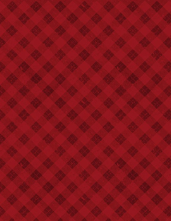 Snowy Gnomies Christmas Quilt Fabric 3074 49377 333 Plaid Red - Jammin Threads