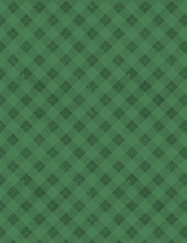 Snowy Gnomies Christmas Quilt Fabric 3074 49377 777 Plaid Green - Jammin Threads
