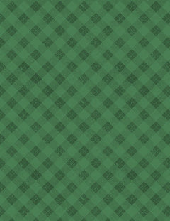 Snowy Gnomies Christmas Quilt Fabric 3074 49377 777 Plaid Green - Jammin Threads