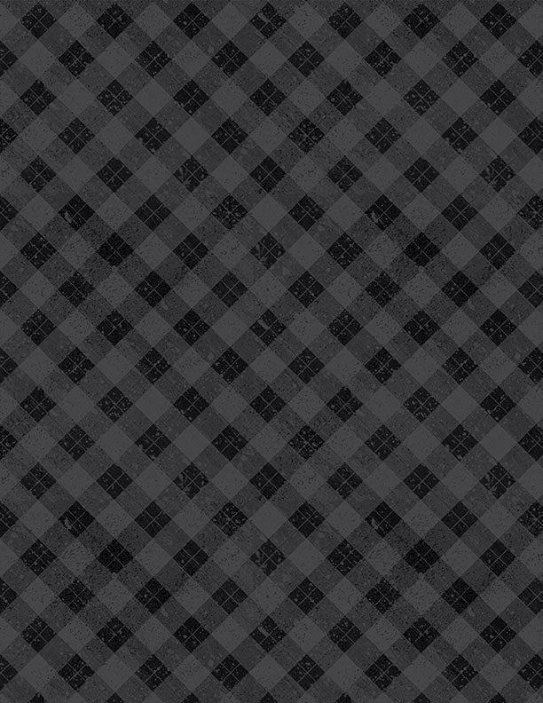 Snowy Gnomies Christmas Quilt Fabric 3074 49377 999 Plaid Black - Jammin Threads
