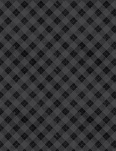 Snowy Gnomies Christmas Quilt Fabric 3074 49377 999 Plaid Black - Jammin Threads