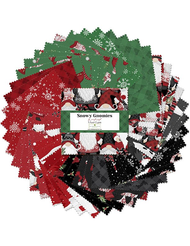 Snowy Gnomies Christmas Quilt Fabric - 5 Karat Gems 5 x 5" 42 pc. 508 897 508 - Jammin Threads