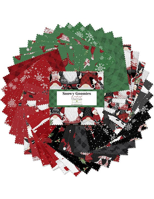 Snowy Gnomies Christmas Quilt Fabric - 5 Karat Gems 5 x 5" 42 pc. 508 897 508 - Jammin Threads