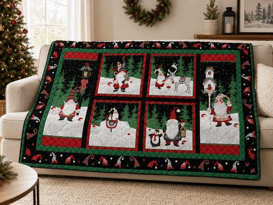 Snowy Gnomies Quilt Kit by Jennifer Pugh | Beginner Friendly Christmas Gnome Quilt Kit | 48.5" x 30" - Jammin Threads