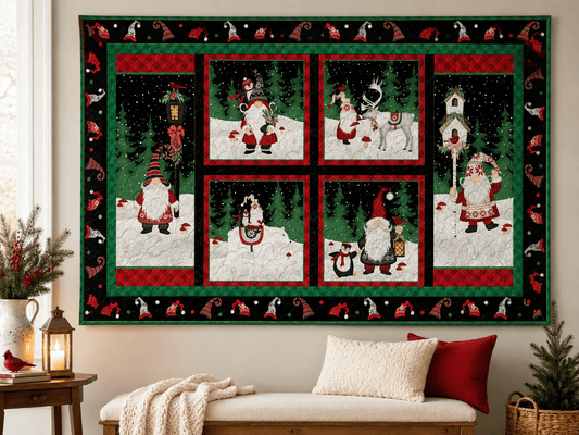 Snowy Gnomies Quilt Kit by Jennifer Pugh | Beginner Friendly Christmas Gnome Quilt Kit | 48.5" x 30" - Jammin Threads