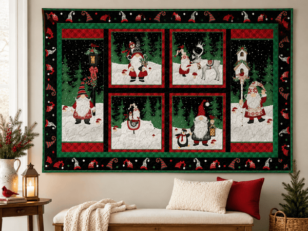 Snowy Gnomies Quilt Kit by Jennifer Pugh | Beginner Friendly Christmas Gnome Quilt Kit | 48.5" x 30" - Jammin Threads