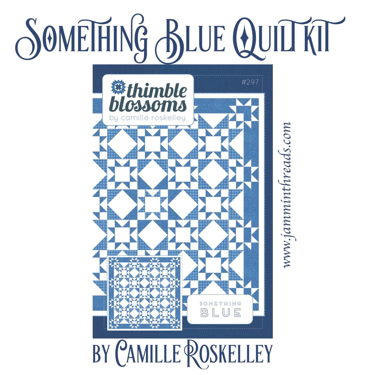 Something Blue Quilt Kit – Blueprint Fabric by Camille Roskelley | 74" x 74" Quilt Top + Binding + Personalized Satin Tag - Jammin Threads