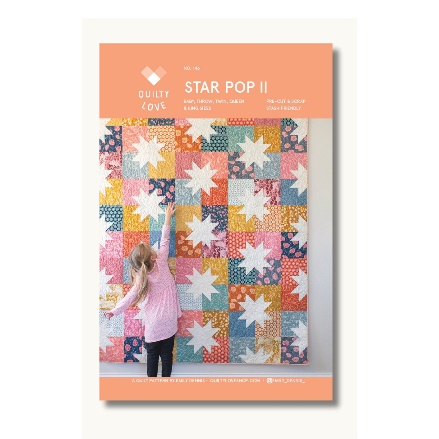 Star Pop II Quilt Pattern by Quilty Love – Fast & Stash - Friendly Sawtooth Star Quilt (6 Sizes) - Jammin Threads