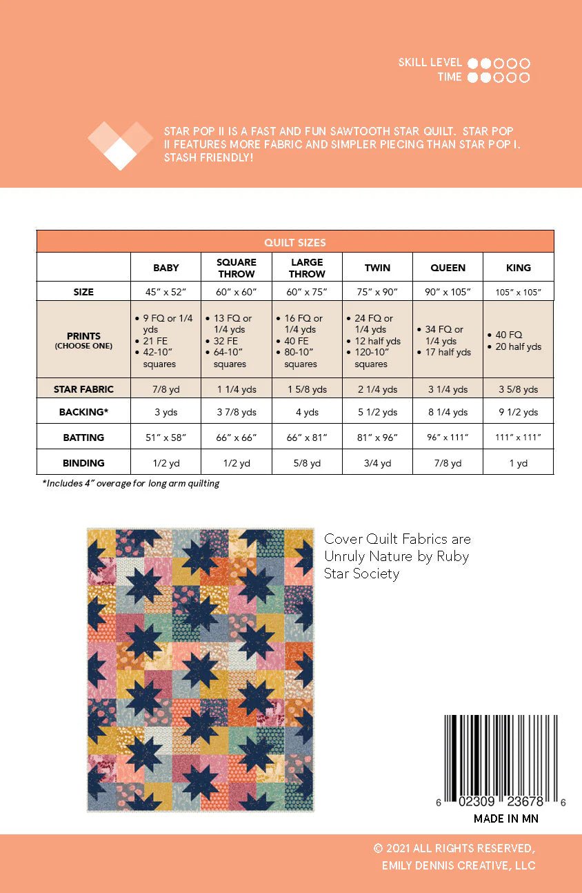 Star Pop II Quilt Pattern by Quilty Love – Fast & Stash - Friendly Sawtooth Star Quilt (6 Sizes) - Jammin Threads