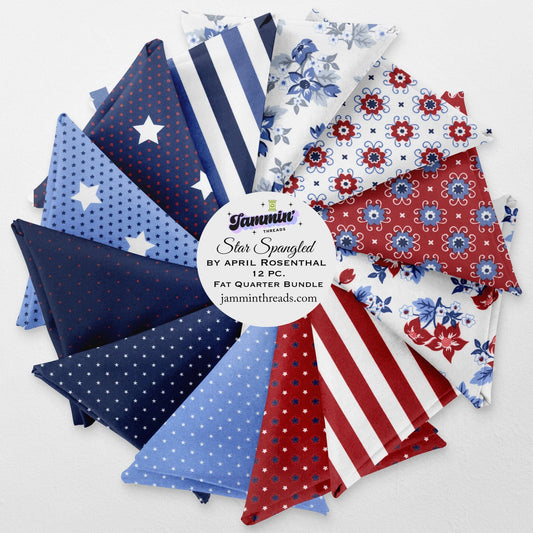 Star Spangled Fat Quarter Bundle – 12 Piece Set for Moda Fabrics – Patriotic Quilt Fabric Bundle – Curated by Jammin’ Threads - Jammin Threads