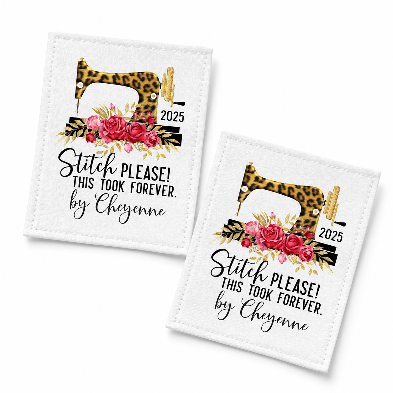 Stitch Please, This Took Forever Quilt Labels – Personalized Funny Quilting Labels – Cotton or Polyester – 6 per Sheet - Jammin Threads