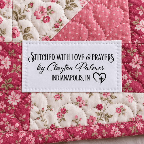 Stitched with Love & Prayers Personalized Quilt Label - Jammin Threads