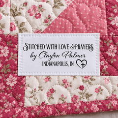 Stitched with Love & Prayers Personalized Quilt Label - Jammin Threads