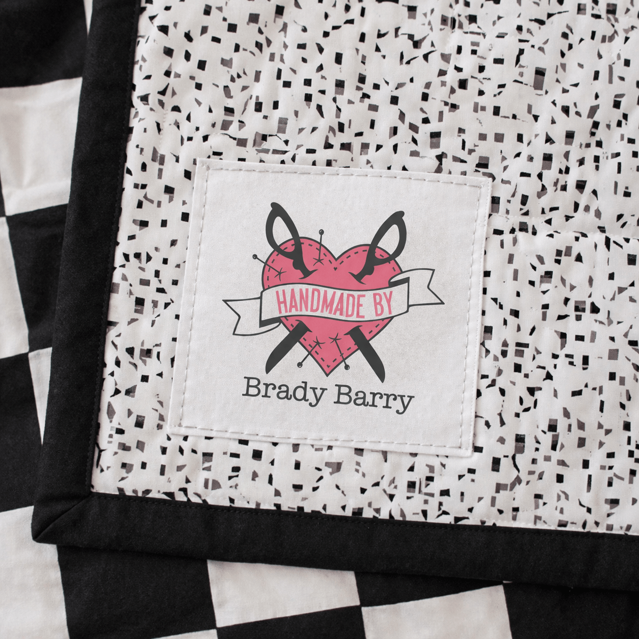 Tattoo Heart Quilt Label – Personalized “Handmade By” Sewing Label, Custom Quilt Tag, Cotton or Polyester (6 per Page) - Jammin Threads