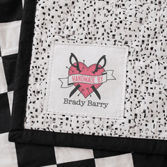 Tattoo Heart Quilt Label – Personalized “Handmade By” Sewing Label, Custom Quilt Tag, Cotton or Polyester (6 per Page) - Jammin Threads