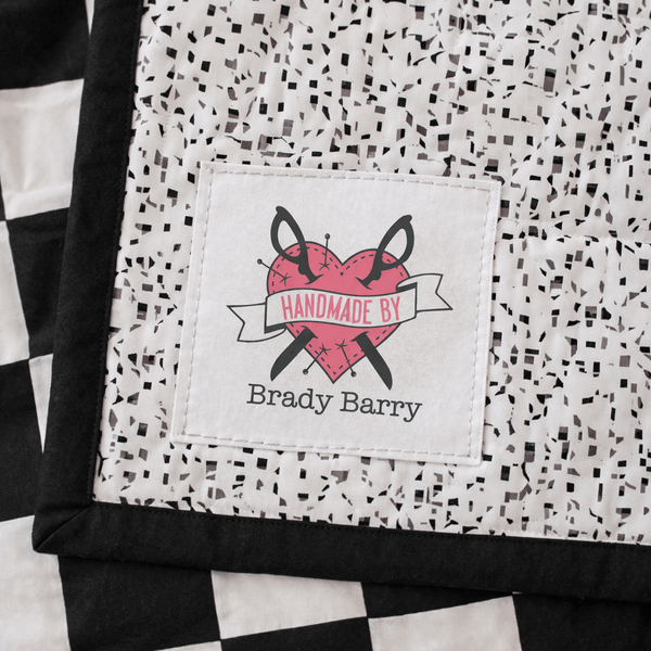 Tattoo Heart Quilt Label – Personalized “Handmade By” Sewing Label, Custom Quilt Tag, Cotton or Polyester (6 per Page) - Jammin Threads