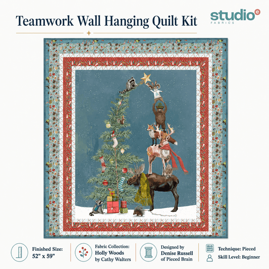 Teamwork Christmas Wall Hanging Quilt Kit – Holly Woods Fabric Collection - Jammin Threads