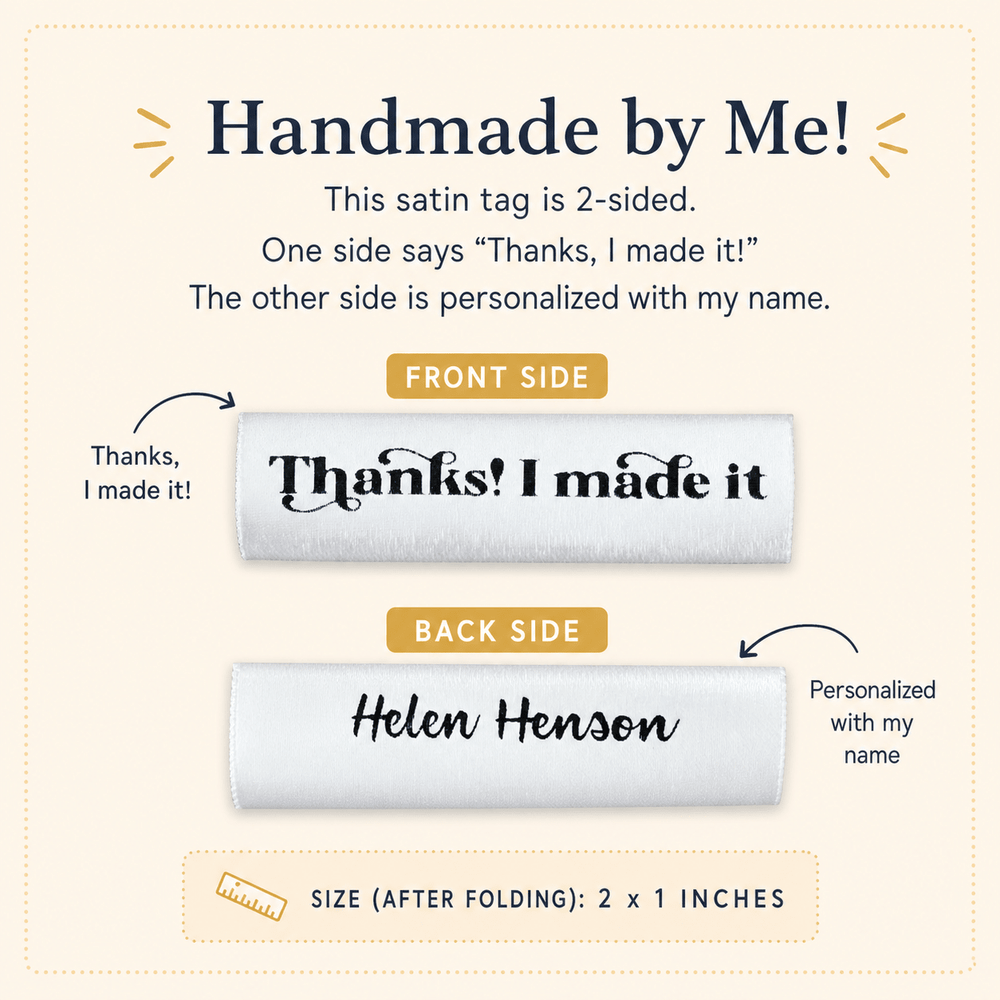 Thanks, I Made It – Personalized Satin Tags (Set of 25) - Jammin Threads