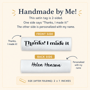 Thanks, I Made It – Personalized Fold Over Satin Labels - Jammin Threads