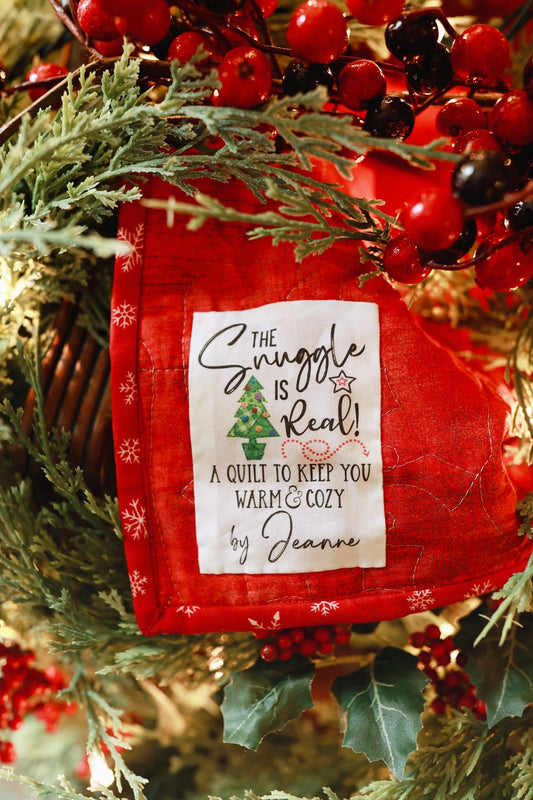The Snuggle Is Real Personalized Christmas Quilt Label - Jammin Threads