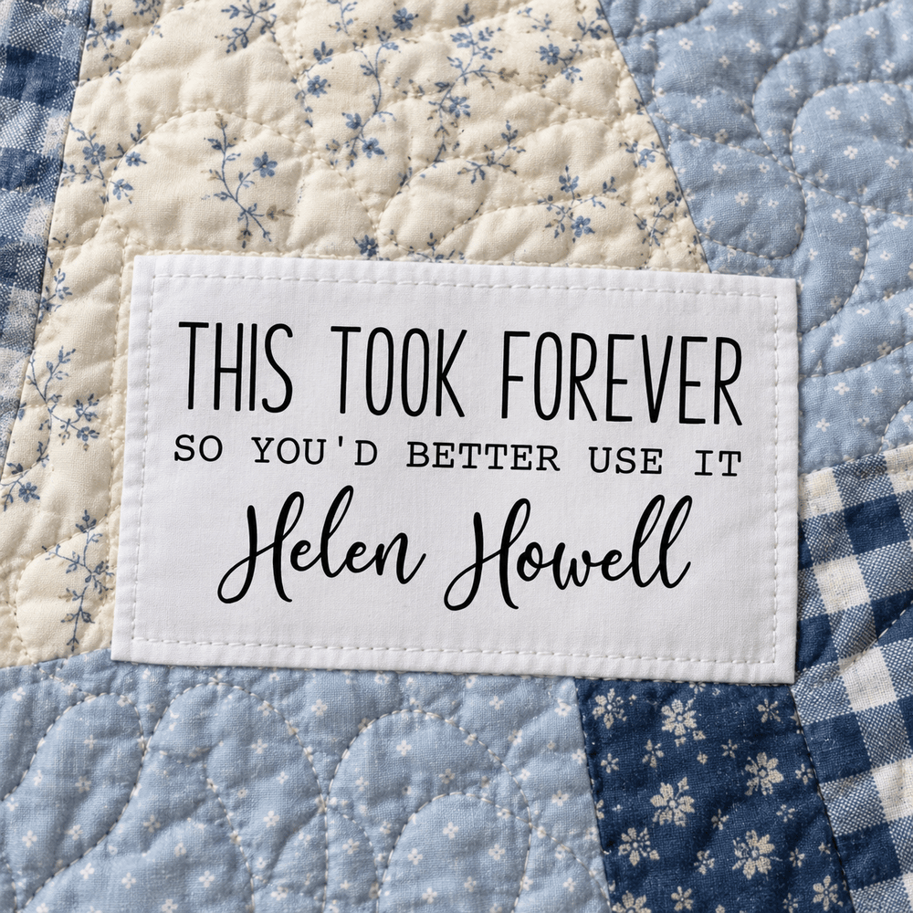 This Took Forever Funny Personalized Quilt Labels - Jammin Threads