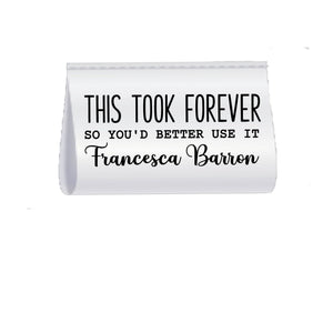 This Took Forever So You’d Better Use It Satin Labels – Funny Personalized Sewing Tags – Custom Fold Over Quilt Labels – 2x1 Satin Tags (25 Pack) - Jammin Threads