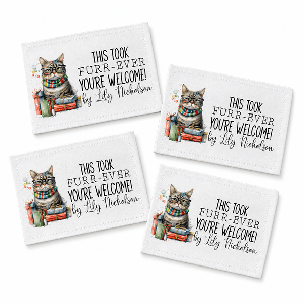 This Took Furr-Ever Personalized Christmas Cat Quilt Label - Jammin Threads