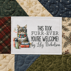 This Took Furr-Ever Personalized Christmas Cat Quilt Label - Jammin Threads