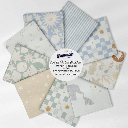 To The Moon and Back Fat Quarter Bundle – Paper + Cloth for Moda Fabrics – 9 Piece Curated Bundle by Jammin' Threads - Jammin Threads