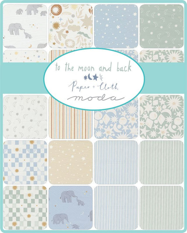 To The Moon And Back Quilt Fabric by Paper + Cloth - Green 25906 15 - Jammin Threads