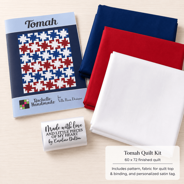 Tomah Quilt Kit – Red, White & Blue Bella Solids – 60" x 72" | Top, Binding & Satin Tag - Jammin Threads
