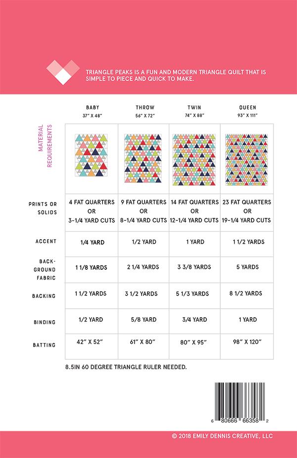 Triangle Peaks Quilt Pattern by Emily of Quilty Love - Jammin Threads