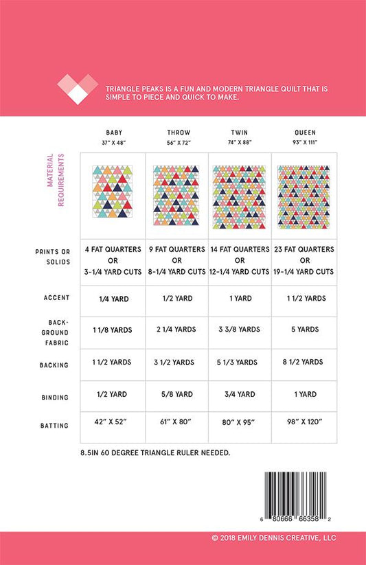 Triangle Peaks Quilt Pattern by Emily of Quilty Love - Jammin Threads
