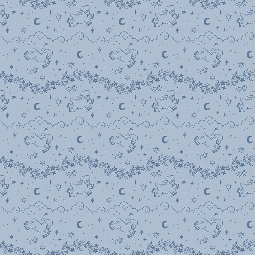 Twinkle Little Star Quilt Fabric Counting Sheep Blue by Natàlia Juan Abelló C16301 - BLUE - Jammin Threads