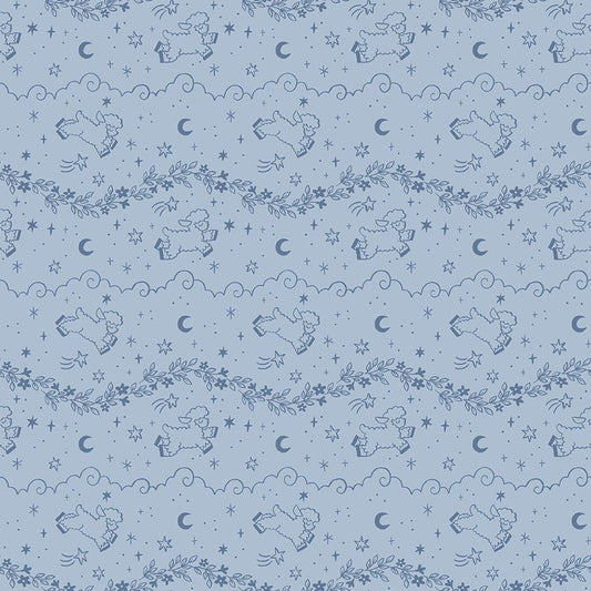 Twinkle Little Star Quilt Fabric Counting Sheep Blue by Natàlia Juan Abelló C16301 - BLUE - Jammin Threads