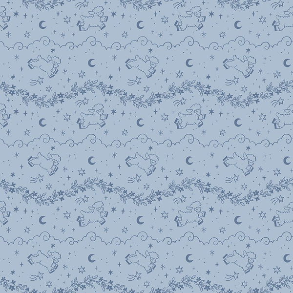 Twinkle Little Star Quilt Fabric Counting Sheep Blue by Natàlia Juan Abelló C16301 - BLUE - Jammin Threads