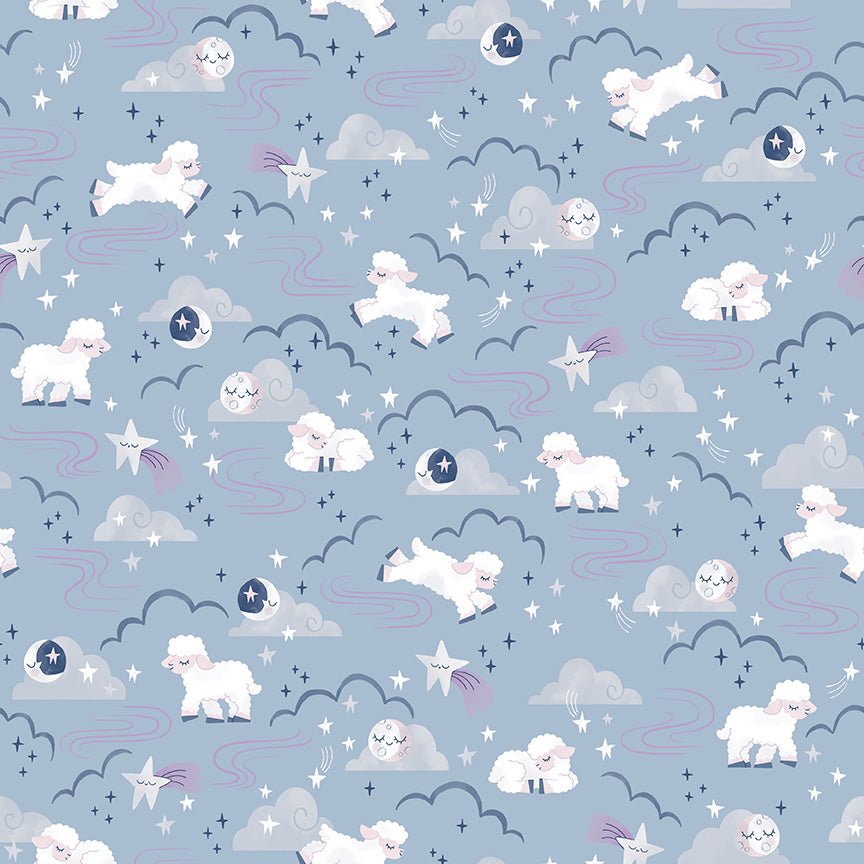 Twinkle Little Star Quilt Fabric Main Blue by Natàlia Juan Abelló C16300 - BLUE - Jammin Threads