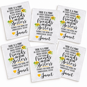 Unbiological Sister Personalized Friendship Quilt Labels - Jammin Threads