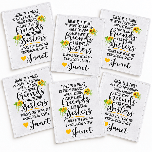 Unbiological Sister Personalized Friendship Quilt Labels - Jammin Threads