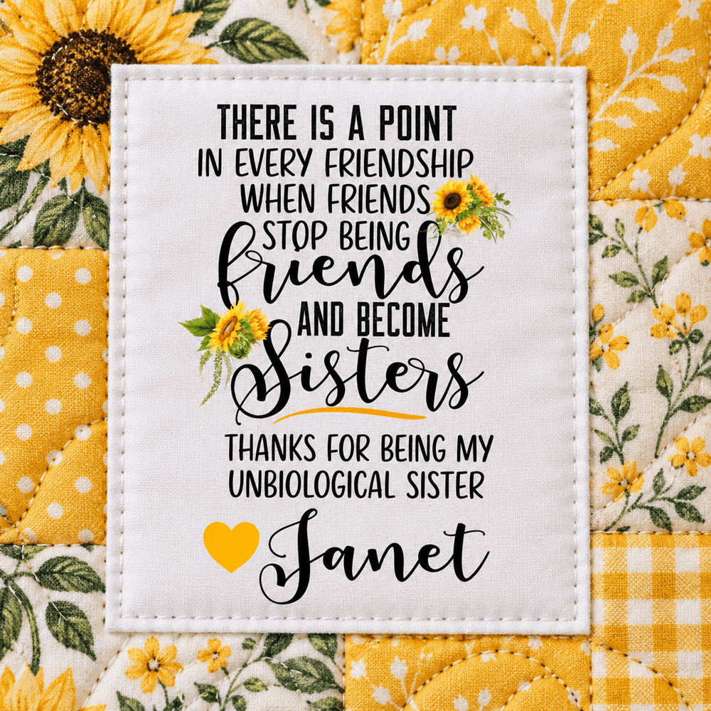 Unbiological Sister Personalized Friendship Quilt Labels - Jammin Threads