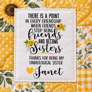 Unbiological Sister Personalized Friendship Quilt Labels - Jammin Threads