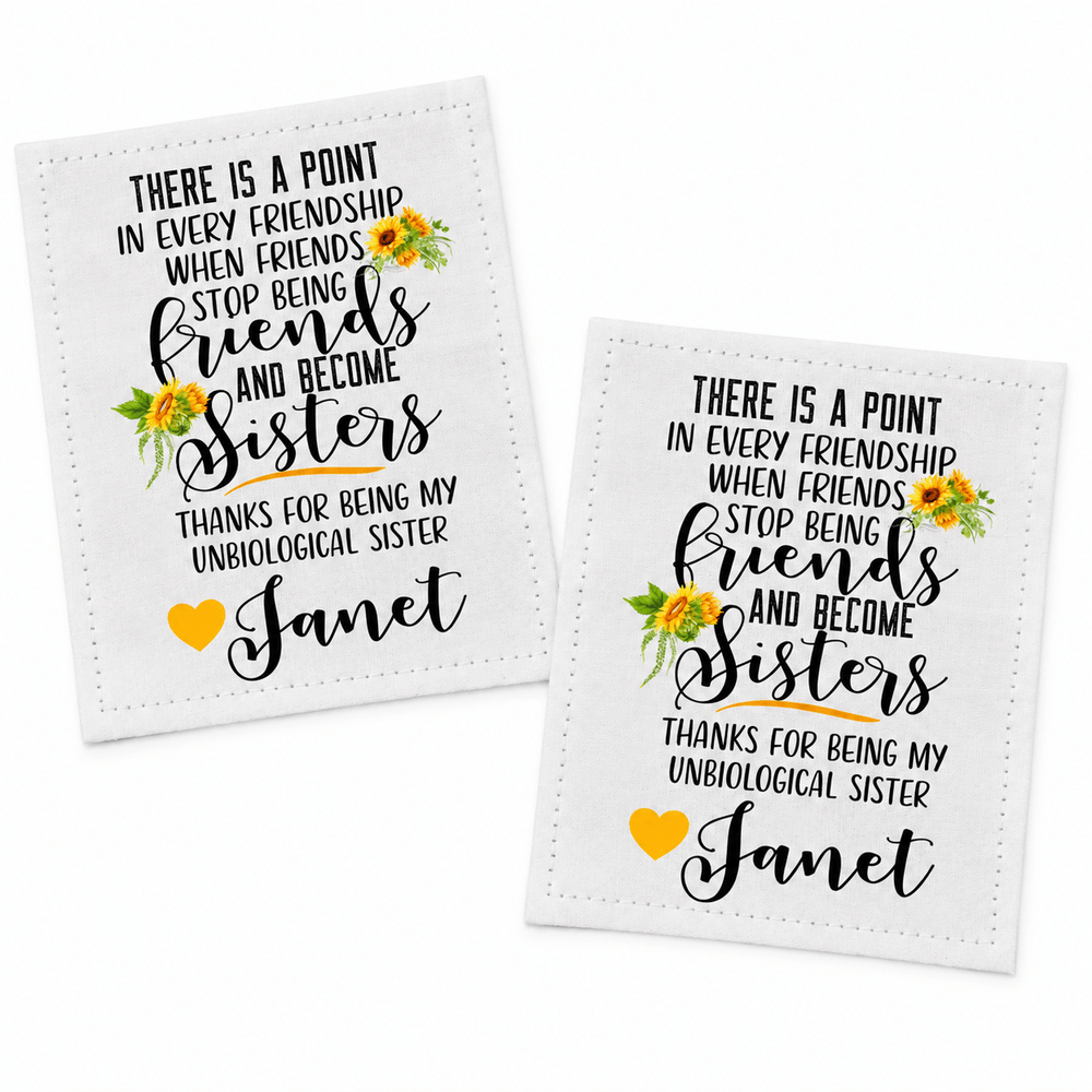 Unbiological Sister Personalized Friendship Quilt Labels - Jammin Threads