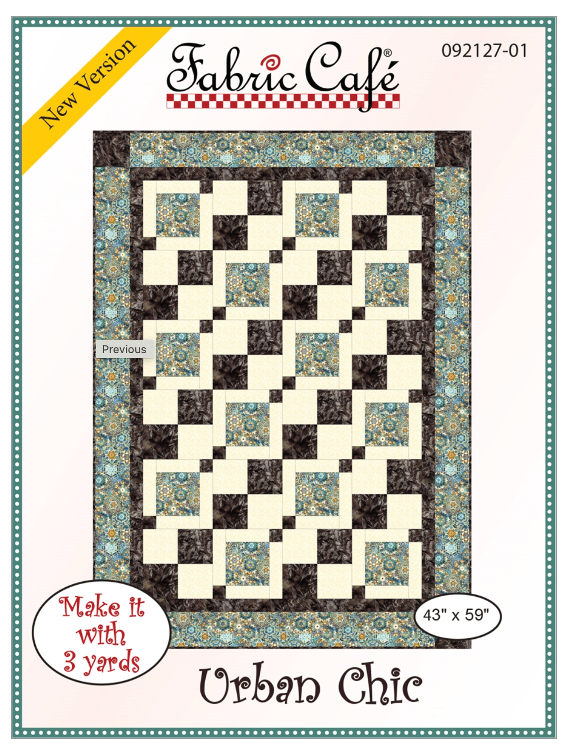 Urban Chic 3 Yard Quilt Pattern by Fabric Cafe - Jammin Threads