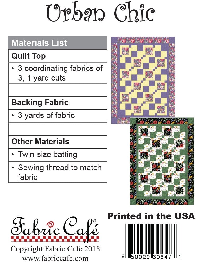 Urban Chic 3 Yard Quilt Pattern by Fabric Cafe - Jammin Threads