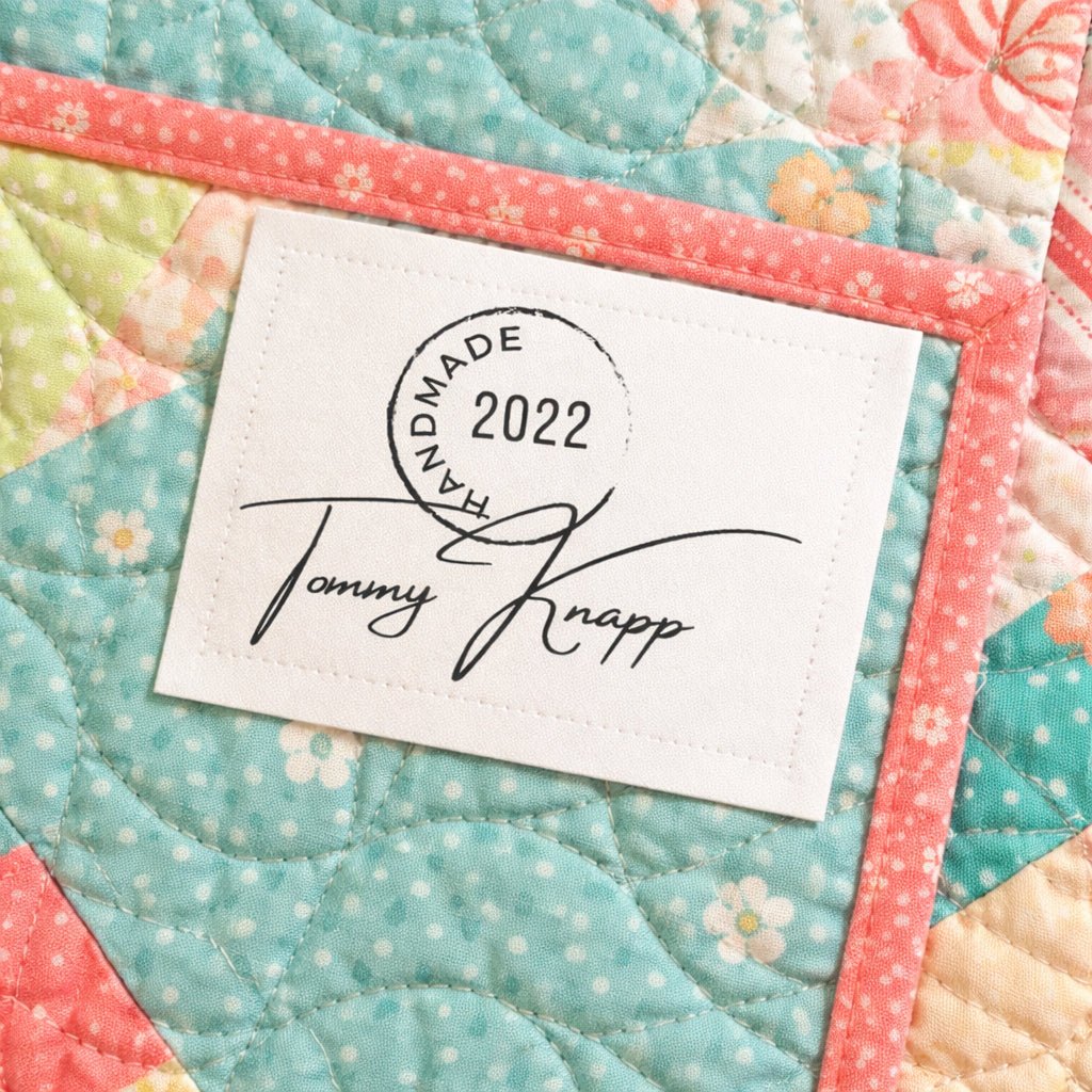 Vintage Postmark Quilt Labels – Personalized Handmade By Quilt Label with Year & Signature – Set of 8 - Jammin Threads