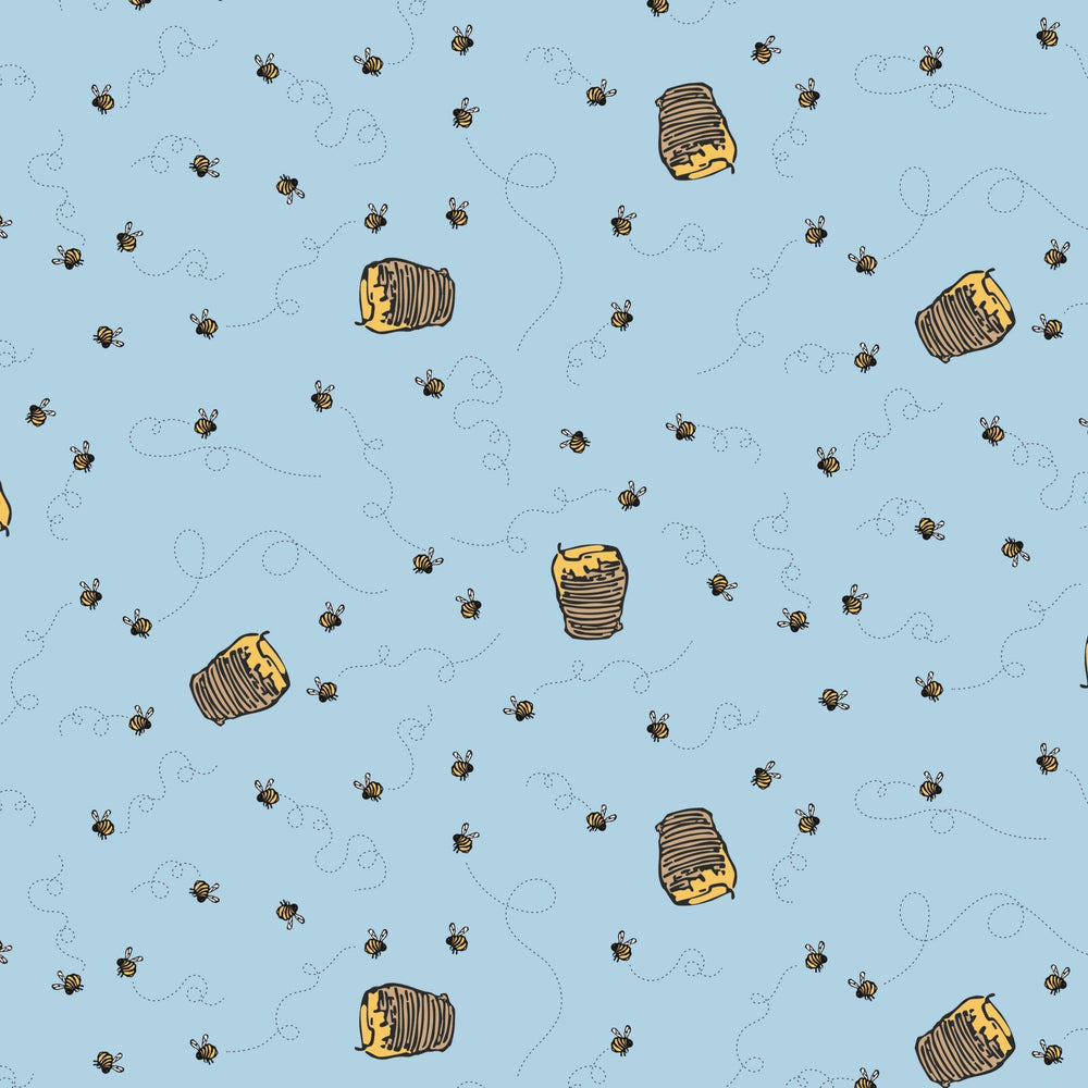 Winnie the Pooh Quilt Fabric Bees Blue C17004 - BLUE by Echo Park Paper Co. - Jammin Threads